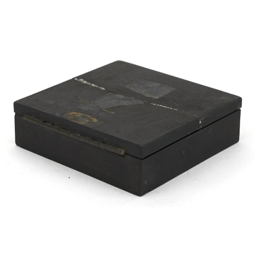 415 - Rowland of Bristol, early 19th century ebony cased travelling compass, 7cm x 7cm