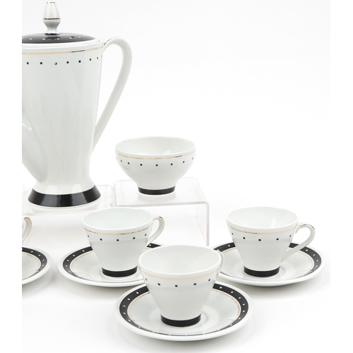 1373 - Burleigh Ware Art Deco six place coffee service, the coffee pot 23cm high