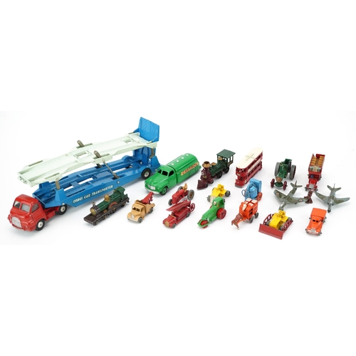 1665 - Collection of vintage diecast vehicles including Dinky, Corgi Major Carrimore car transporter and Le... 