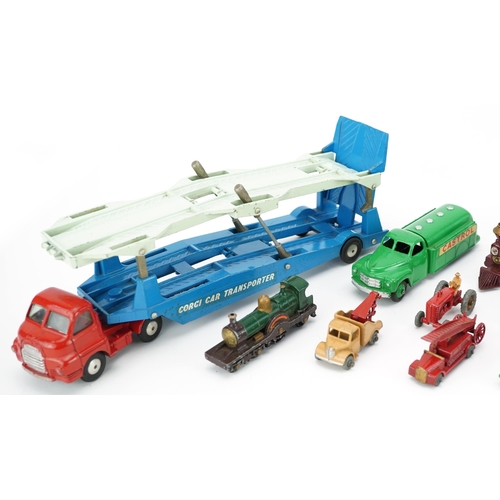 1665 - Collection of vintage diecast vehicles including Dinky, Corgi Major Carrimore car transporter and Le... 