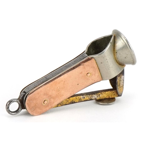 358 - Early 20th century 9ct gold mounted cigar cutter, 5cm in length