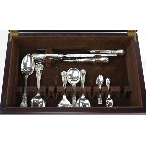 1088 - Mahogany two tier canteen of Arthur Price silver plated cutlery, 48.5cm wide