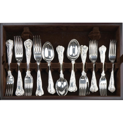 1088 - Mahogany two tier canteen of Arthur Price silver plated cutlery, 48.5cm wide