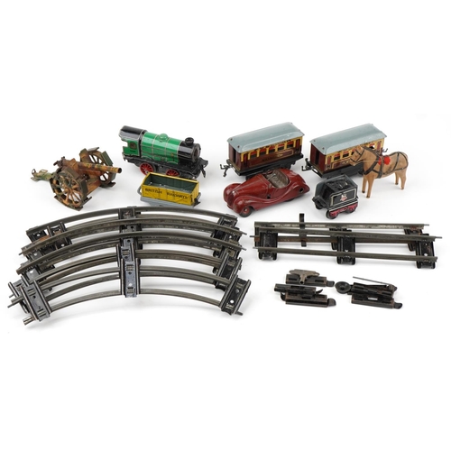 1582 - Vintage toys including a Schuco Examico 4001, Hornby O gauge locomotive with Pullman coaches and tra... 