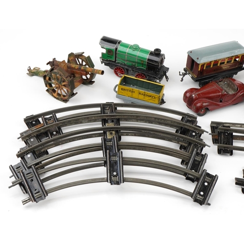 1582 - Vintage toys including a Schuco Examico 4001, Hornby O gauge locomotive with Pullman coaches and tra... 