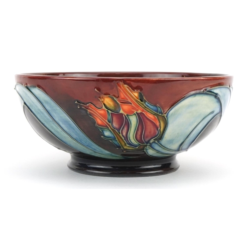 91 - Moorcroft pottery bowl hand painted with tulips, 16cm in diameter