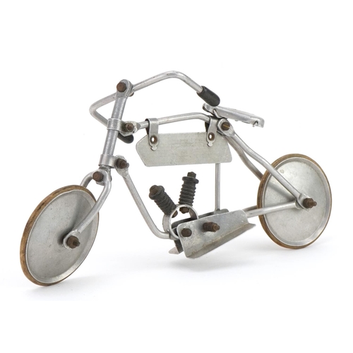 407 - French Auto-Cycle aluminium model bicycle impressed Auto-Cycle Paris, 20.5cm in length