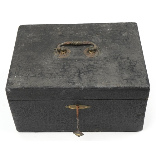 136 - Late Georgian hatbox with brass carrying handle and J & W Lowndes Haymarket paper label, 19cm H x 35... 