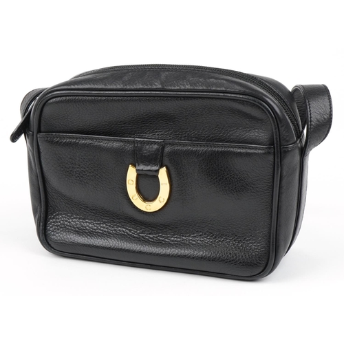 363 - Gucci, Ladies black leather shoulder bag with Gucci dust bag, numbered 007 1274 0242, 23cm wide