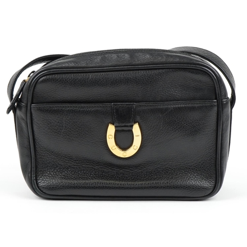 363 - Gucci, Ladies black leather shoulder bag with Gucci dust bag, numbered 007 1274 0242, 23cm wide