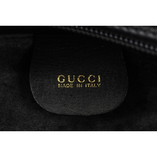 363 - Gucci, Ladies black leather shoulder bag with Gucci dust bag, numbered 007 1274 0242, 23cm wide