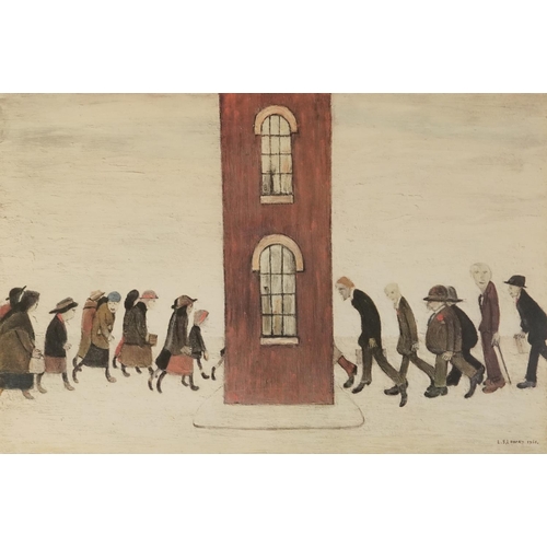 13 - Laurence Stephen Lowry - The Meeting Point, pencil signed offset lithograph in colour, mounted, fram... 