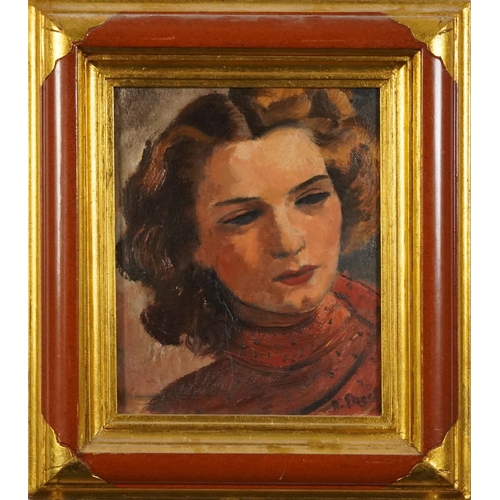 32 - Frantisek Zdenek Eberl - Head and shoulders portrait of a female, Austro-Hungarian Impressionist oil... 