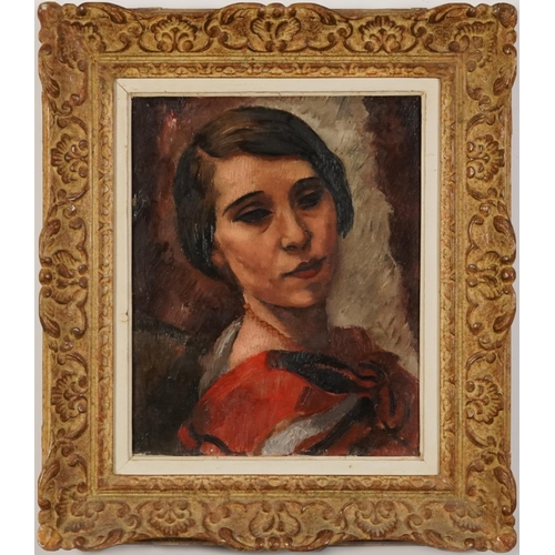 30 - Frantisek Zdenek Eberl - Head and shoulders portrait of a female wearing a beaded necklace, Austro-H... 