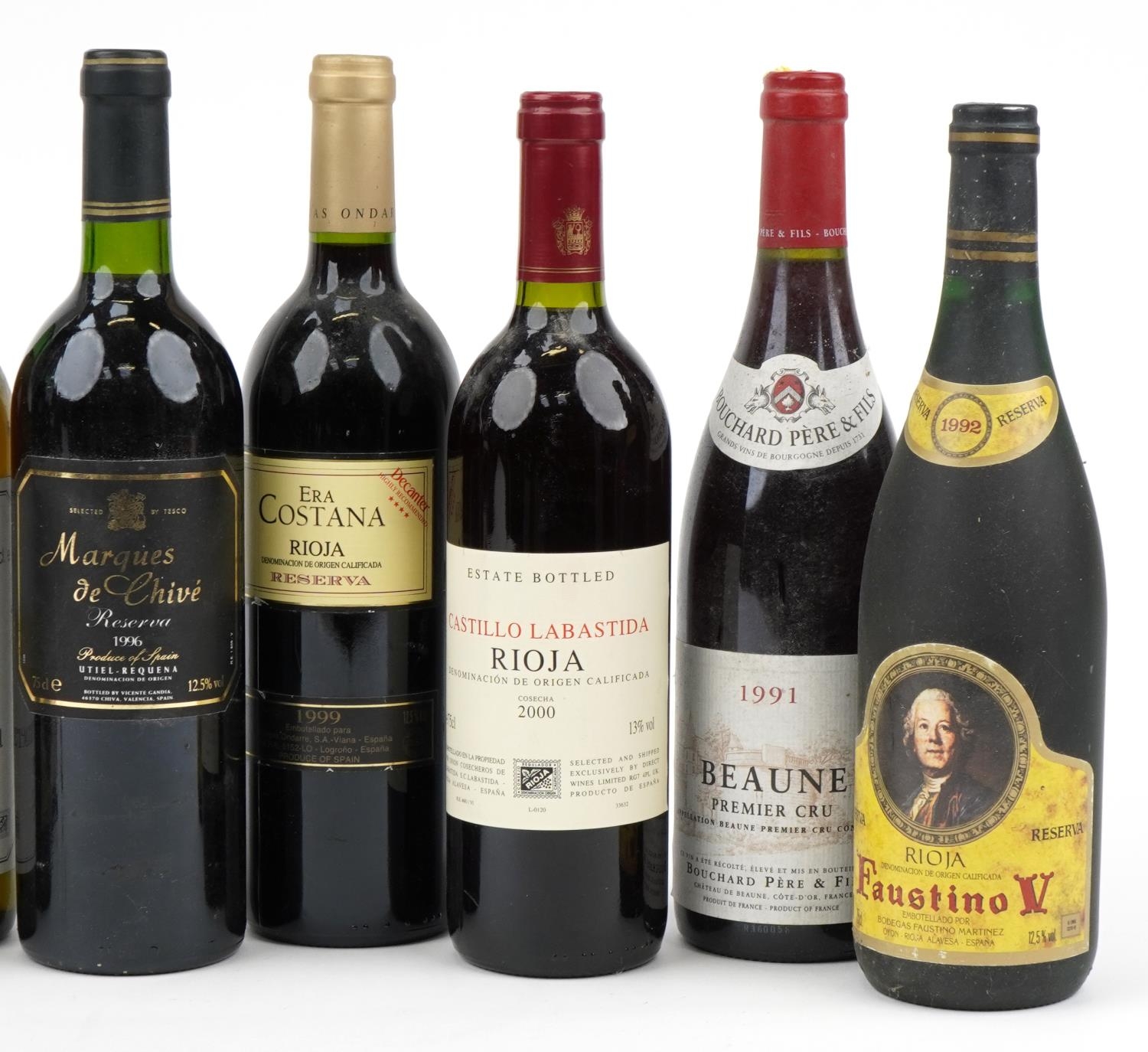 Ten bottles of red wine including 2000 Castillo Labastida Rioja and ...