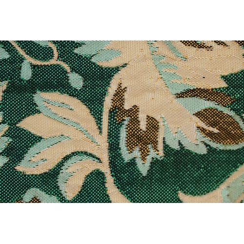 206 - Portuguese green and gold brocade floral textile, possibly a table cover with Depositado label, 225c... 