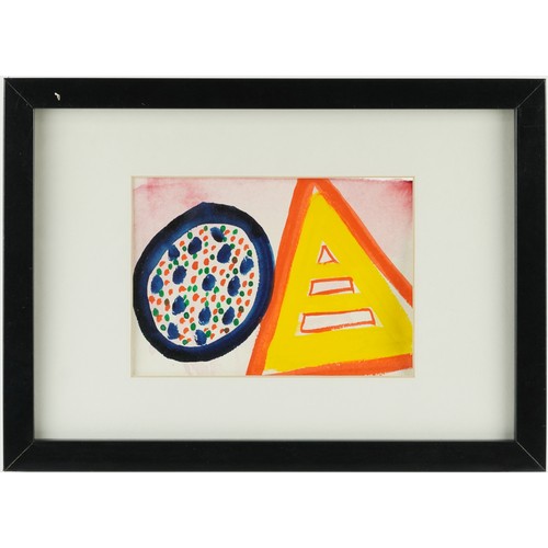 170 - Iain Robertson - Abstract composition, geometric shapes, oil on card, inscribed and signed verso, mo... 