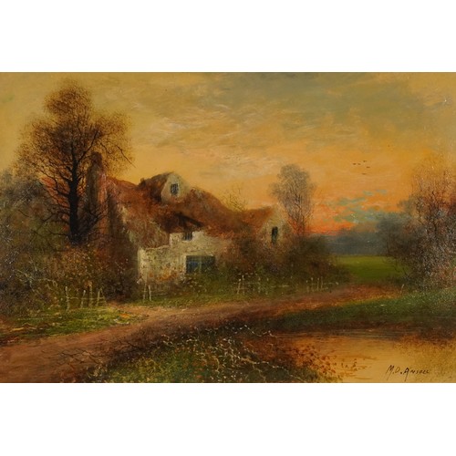 348 - M D Ansell - Rural landscapes with cottages, pair of Scottish oil on boards, signed, possibly a pseu... 