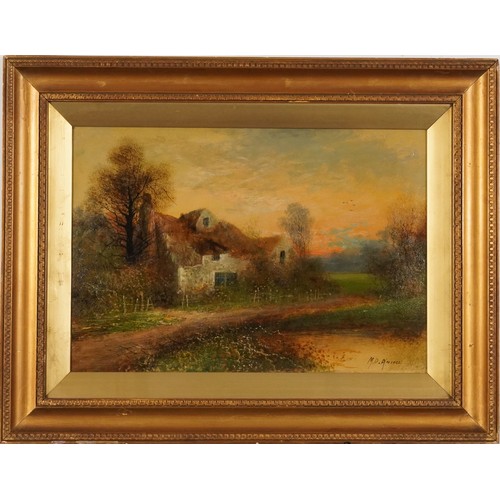 348 - M D Ansell - Rural landscapes with cottages, pair of Scottish oil on boards, signed, possibly a pseu... 