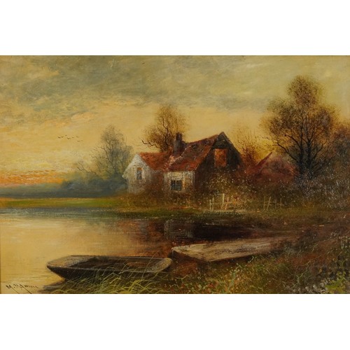 348 - M D Ansell - Rural landscapes with cottages, pair of Scottish oil on boards, signed, possibly a pseu... 