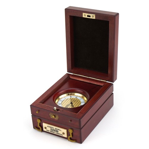 286 - Joseph Sewill, gentlemen's oversized skeleton chronometer pocket watch housed in a mahogany display ... 