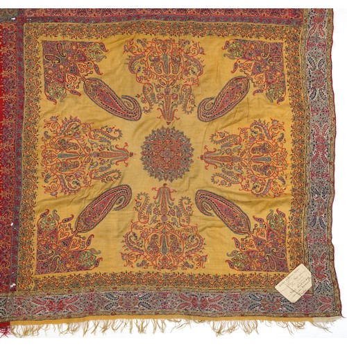 199 - 19th century Indian Kashmir/cashmere textile or shawl with Henrith Art & Industrial Exhibition 1888 ... 