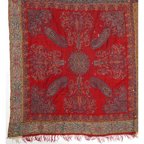 199 - 19th century Indian Kashmir/cashmere textile or shawl with Henrith Art & Industrial Exhibition 1888 ... 