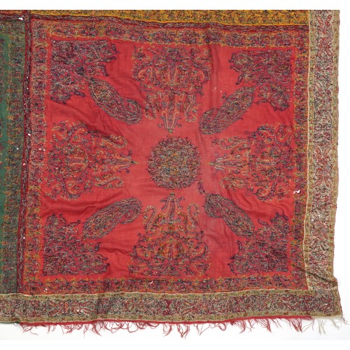 199 - 19th century Indian Kashmir/cashmere textile or shawl with Henrith Art & Industrial Exhibition 1888 ... 