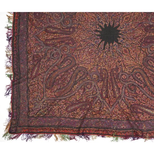 198 - 19th century Indian Kashmir/cashmere textile or shawl, 170cm x 170cm