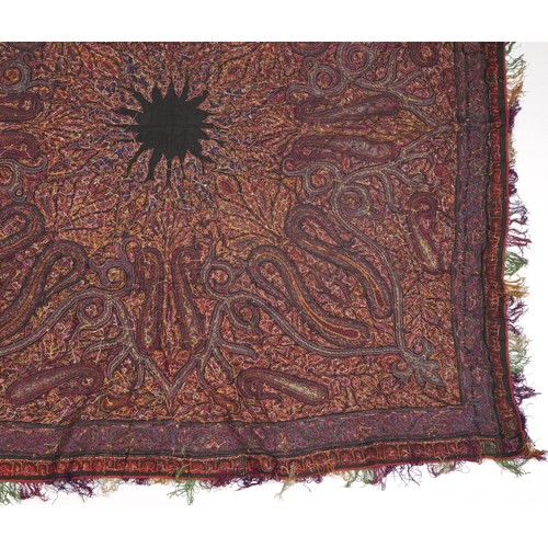 198 - 19th century Indian Kashmir/cashmere textile or shawl, 170cm x 170cm