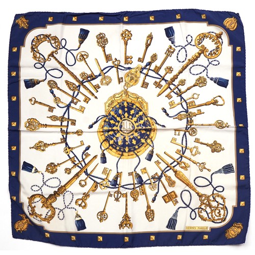 364 - Hermes Les Cles silk scarf with box, 90cm x 90cm