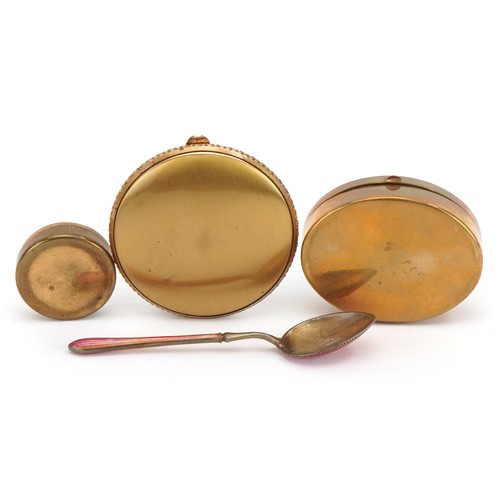 191 - Guilloche enamel sundry items including a 925S grade silver and pink guilloche enamel teaspoon and o... 