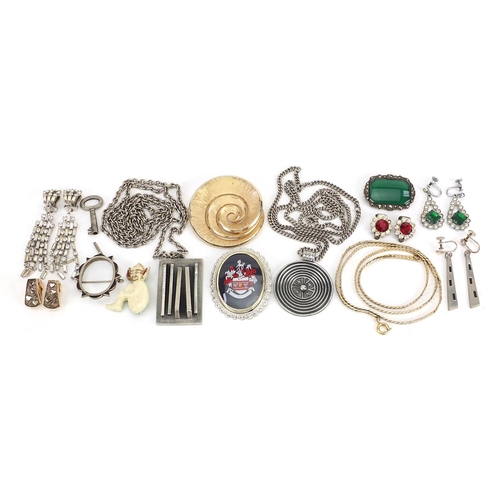 2350 - Vintage and later costume jewellery including R Tenn Swedish pendant, green and clear paste earrings... 