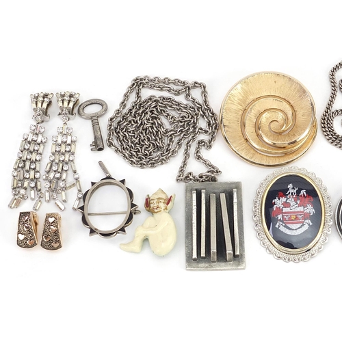 2350 - Vintage and later costume jewellery including R Tenn Swedish pendant, green and clear paste earrings... 