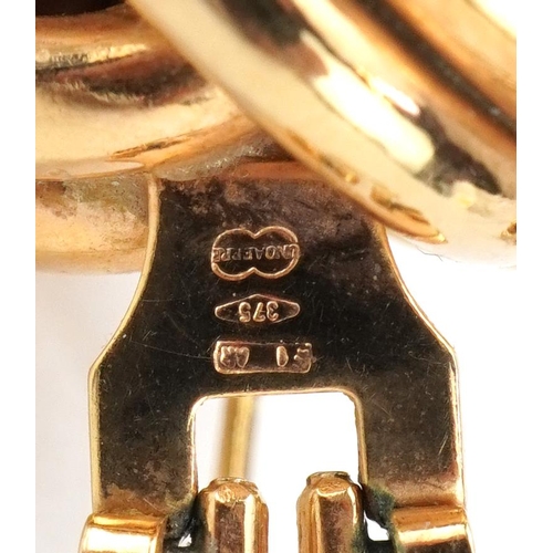 2050 - Large pair of 9ct gold knot design stud earrings, 2.1cm in diameter, 8.3g