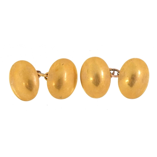 2020 - Pair of 22ct gold oval cufflinks, 1.6cm high, 9.3g