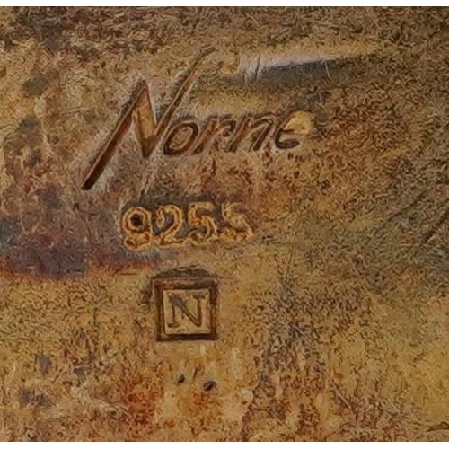 2031 - Aksel Holmsen, Norwegian 925S silver and enamel Viking longship brooch stamped Norne to the reverse,... 