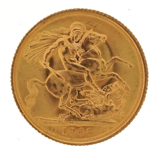 75 - Elizabeth II 1963 gold sovereign - this lot is sold without buyer’s premium, the hammer price is the... 