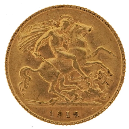 68 - George V 1913 gold half sovereign - this lot is sold without buyer’s premium, the hammer price is th... 