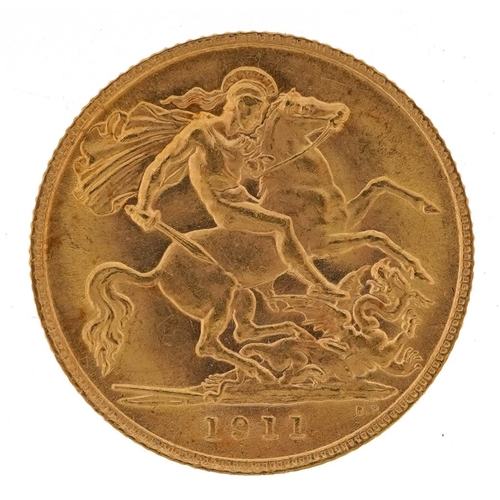 82 - George V 1911 gold half sovereign - this lot is sold without buyer’s premium, the hammer price is th... 