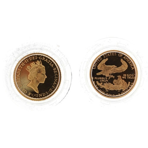 40 - 1996 Ladies of Freedom gold proof two coin set comprising ten pound Britannia and five dollar Libert... 