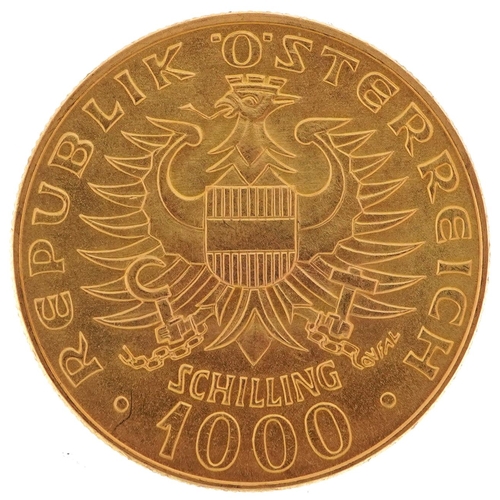 65 - Austrian 1976 one thousand schilling gold coin, 13.5g - this lot is sold without buyer’s premium, th... 