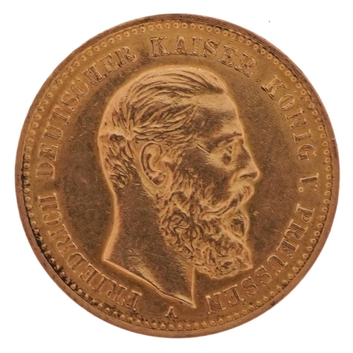 19 - German States Friedrich III 1888 ten mark gold coin - this lot is sold without buyer’s premium, the ... 