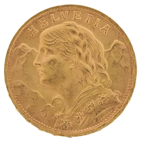 56 - Swiss 1947 twenty francs gold coin - this lot is sold without buyer’s premium, the hammer price is t... 