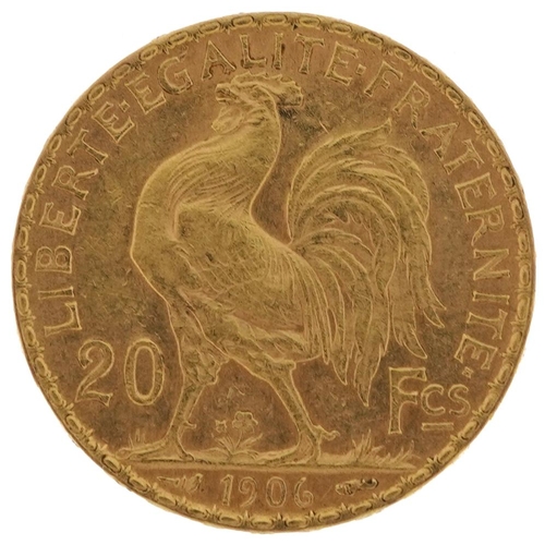 86 - French 1906 twenty francs gold coin - this lot is sold without buyer’s premium, the hammer price is ... 