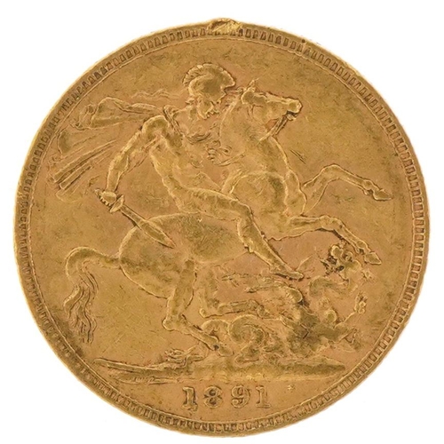 149 - Queen Victoria 1891 gold sovereign - this lot is sold without buyer’s premium, the hammer price is t... 
