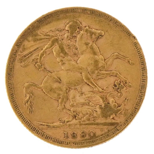 136 - Queen Victoria 1890 gold sovereign - this lot is sold without buyer’s premium, the hammer price is t... 