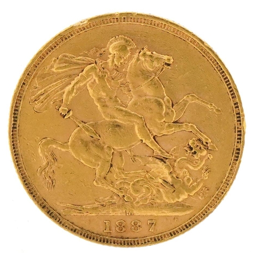 141 - Queen Victoria 1887 gold sovereign, Melbourne mint - this lot is sold without buyer’s premium, the h... 