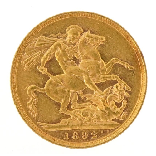 76 - Queen Victoria 1892 gold sovereign, Melbourne mint - this lot is sold without buyer’s premium, the h... 