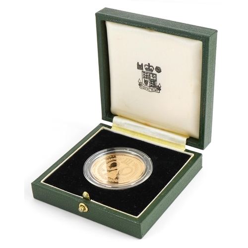 80 - Elizabeth II 1991 Falkland Islands gold proof five pound coin with fitted case and certificate of au... 